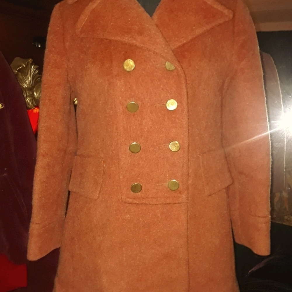 Vintage double breasted orange wool coat